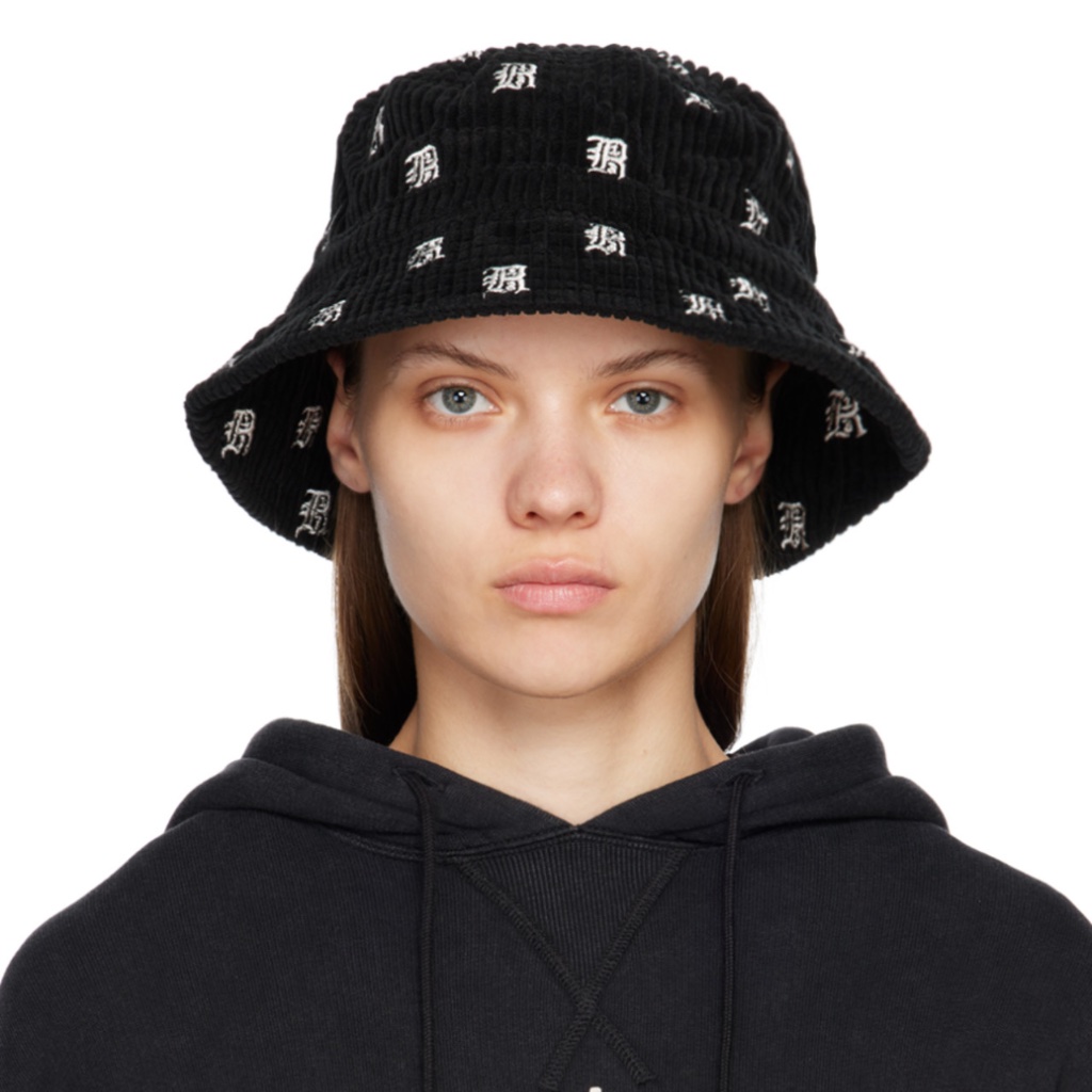 R13 All-Over Embroidered Logo Bucket Hat New